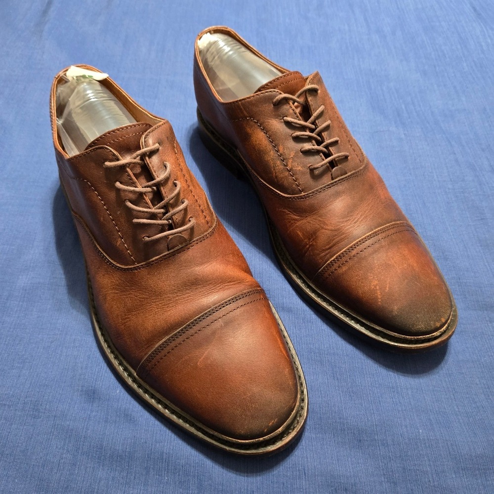 Frye Oxford Shoes Mens 9.5 D Cognac Brown Good Cap Toe Leather 3480280